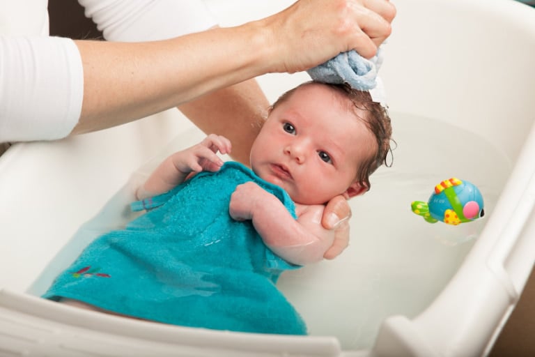newborn first bath